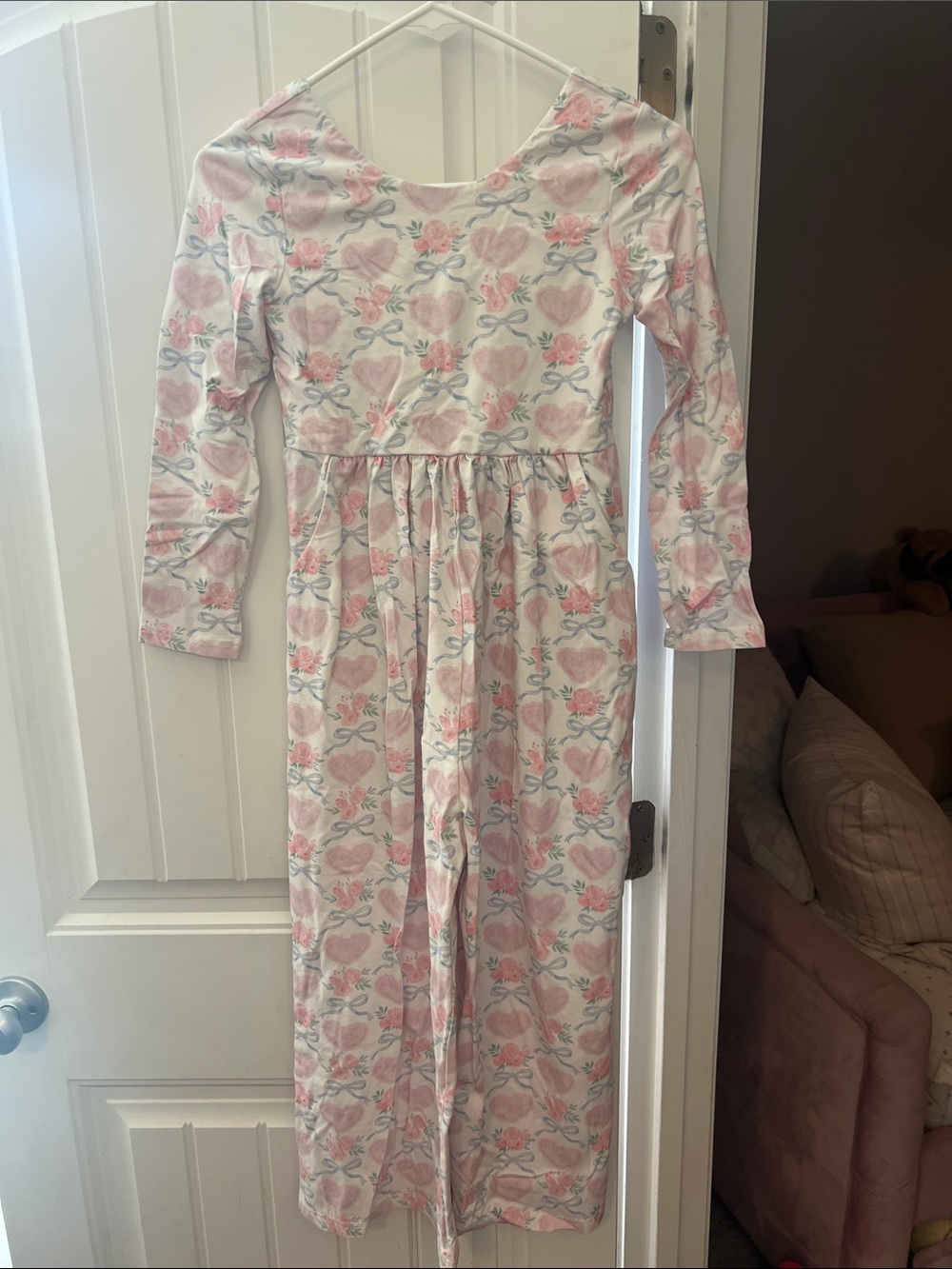 Long Sleeve Pink Heart & Floral Romper